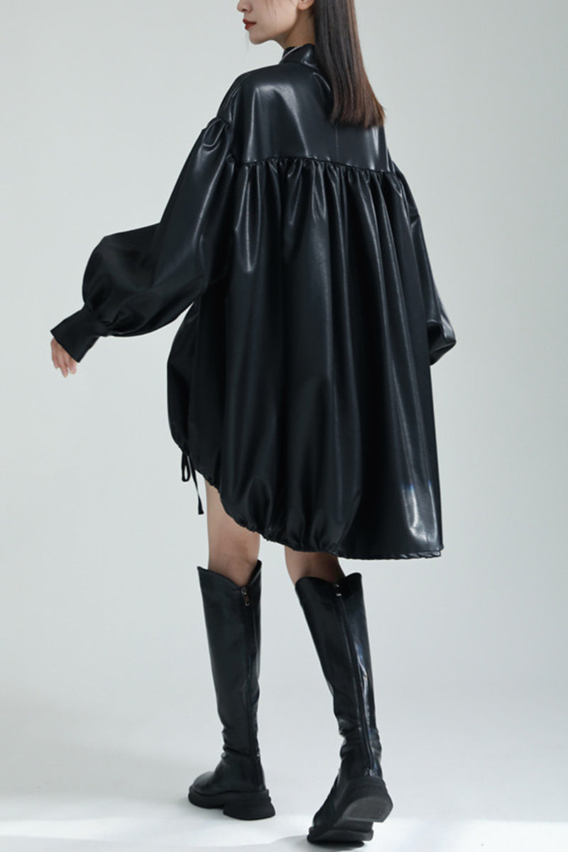 Elegant Oversized Balloon Sleeve Dress
