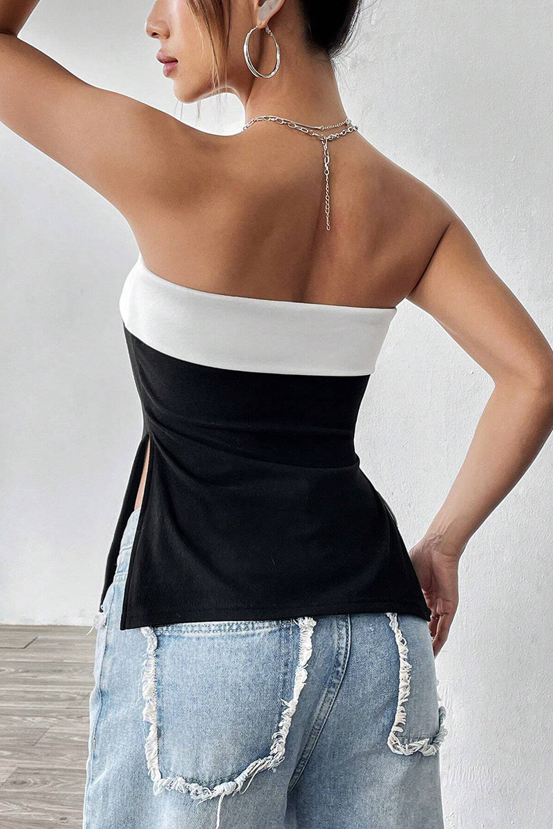 Strapless Contrast Tank Top