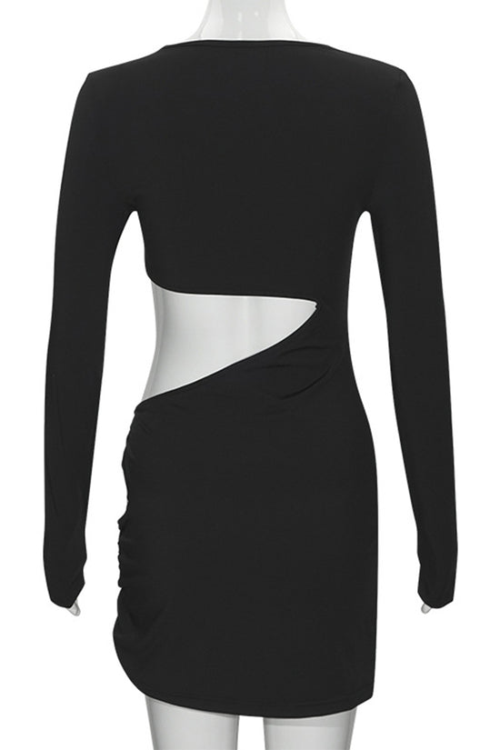 Asymmetric Cutout Long Sleeve Bodycon Dress