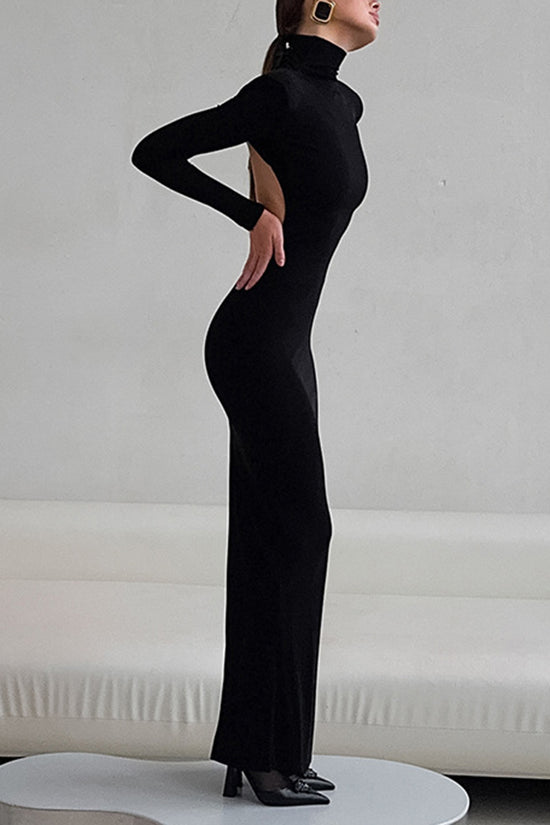 Elegant Backless Long Sleeve Dress