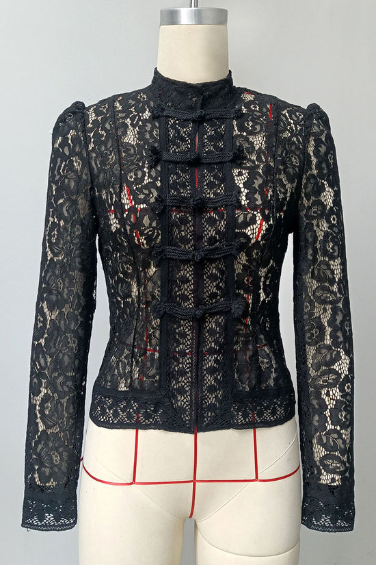 Elegant Lace Mandarin Collar Blouse