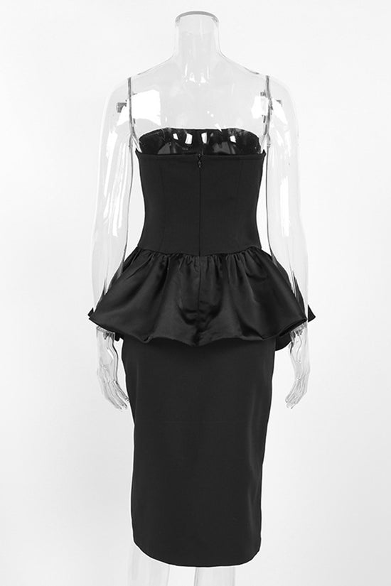 Strapless Peplum Bodycon Evening Dress