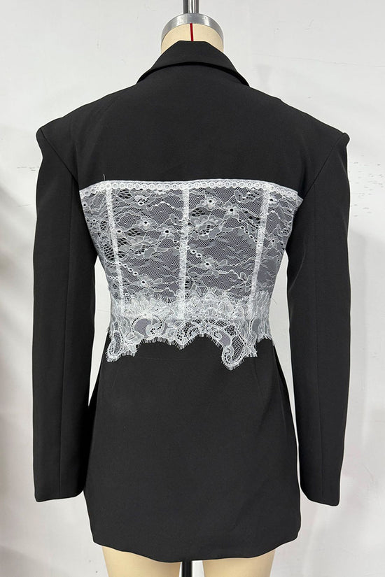 Lace-Embellished Structured Blazer