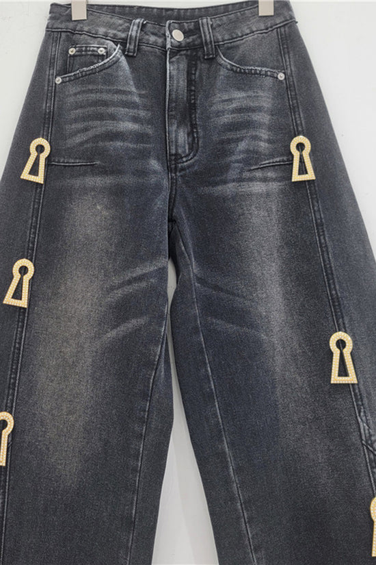 Embellished Barrel Jeans