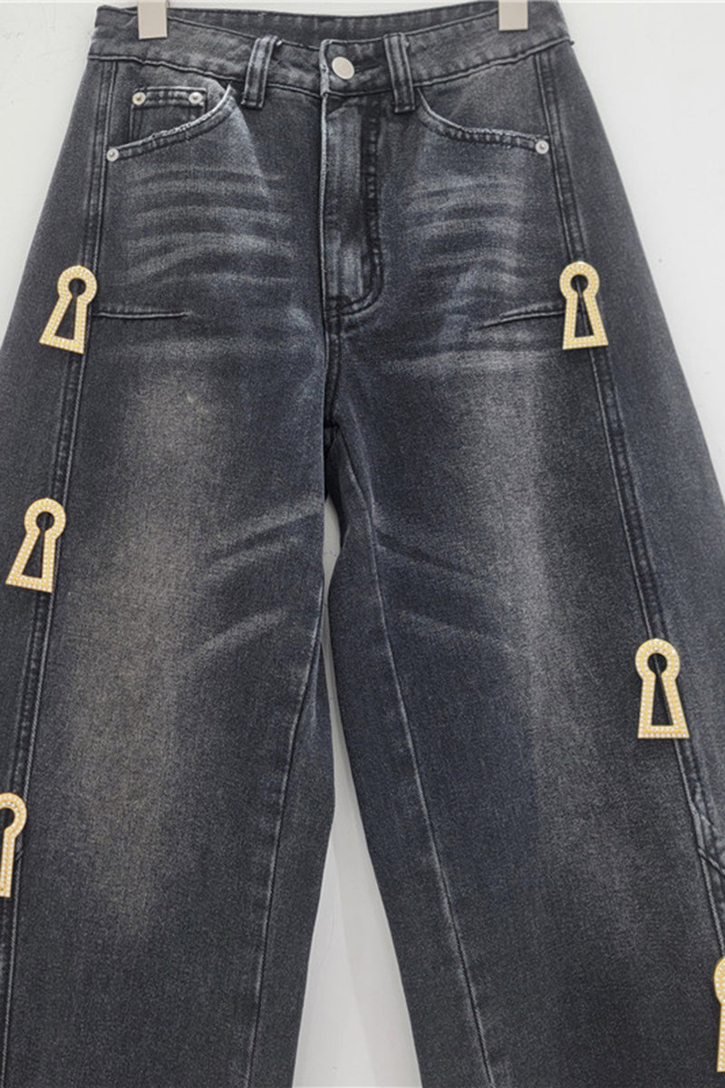 Embellished Barrel Jeans