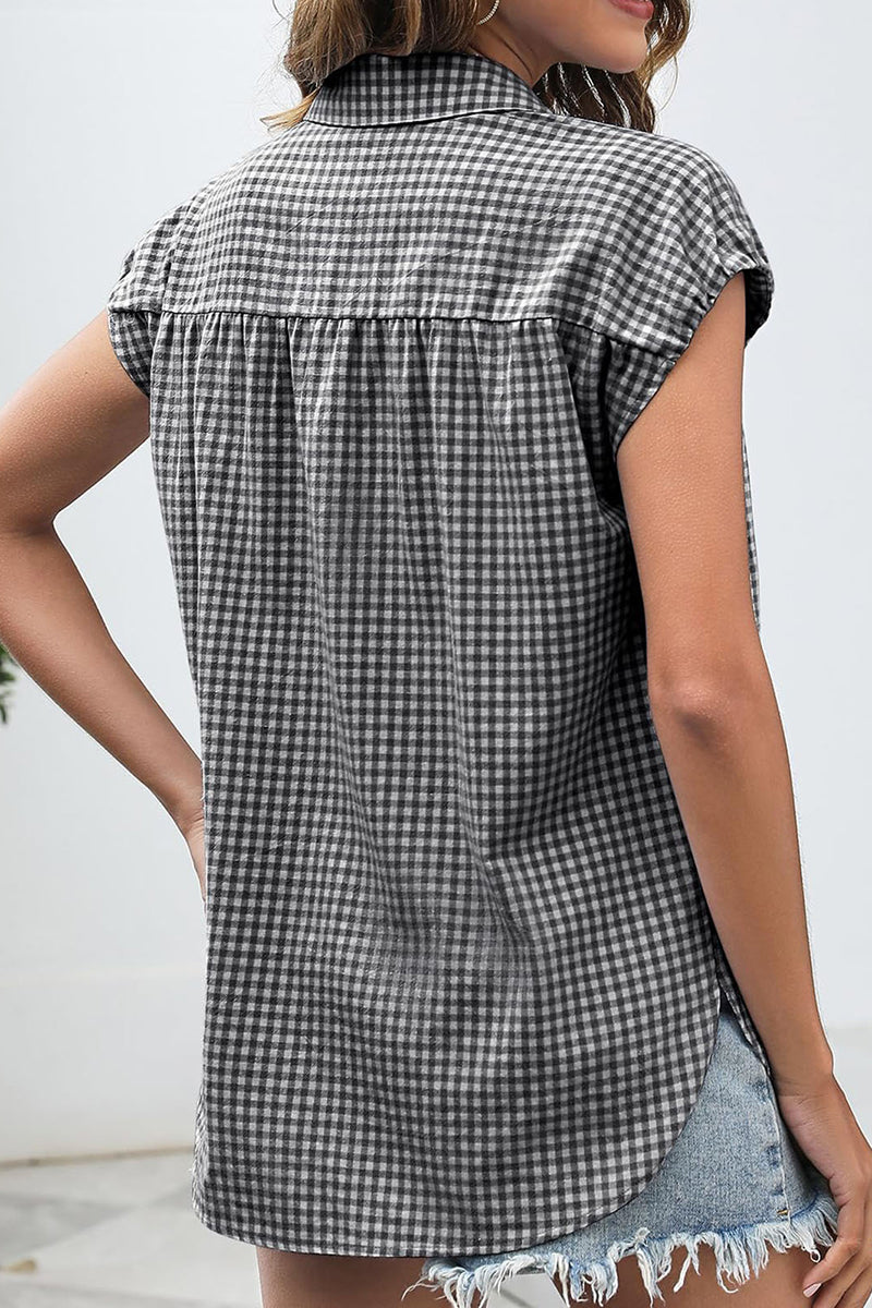 Classic Gingham Short Sleeve Blouse