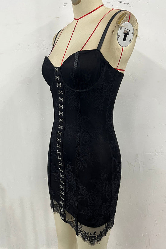 Strappy Lace Bodycon Evening Dress