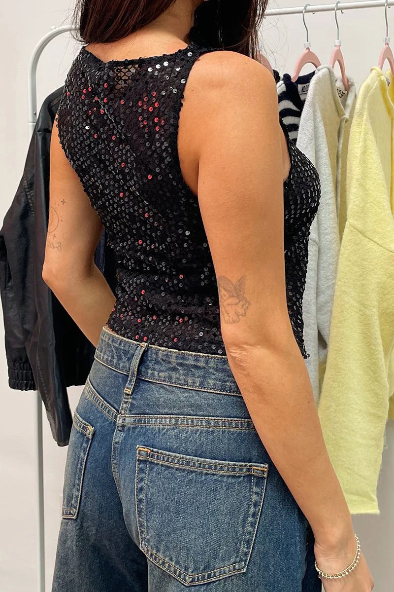 Sequin Sleeveless Tank Top