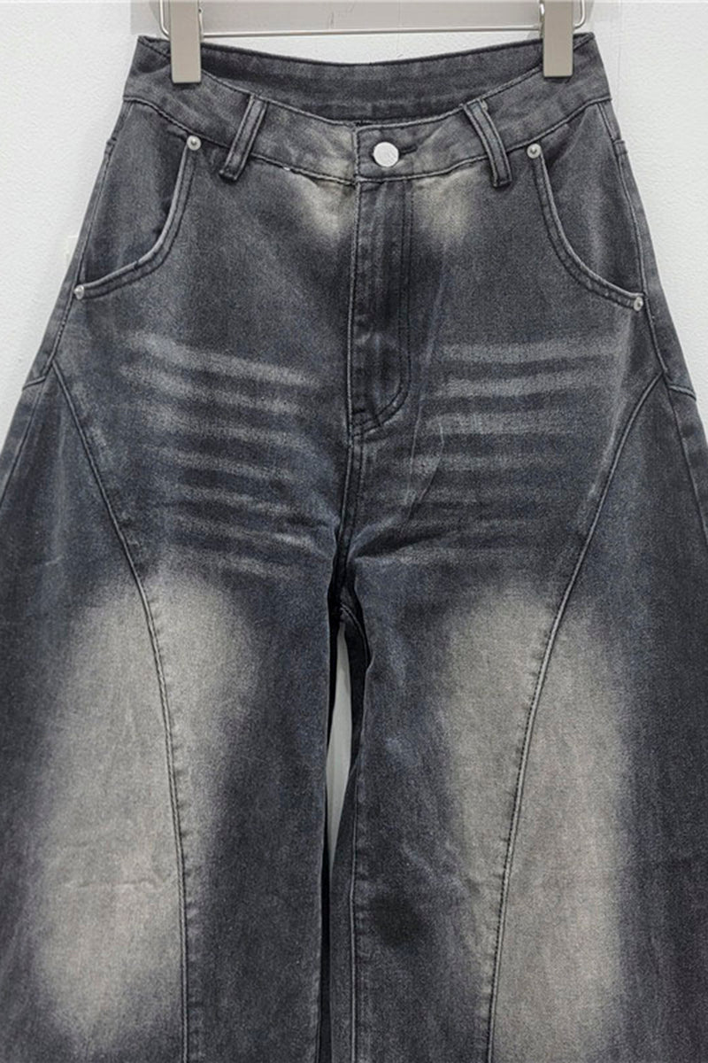Trendy Barrel Jeans with Cuffed Details