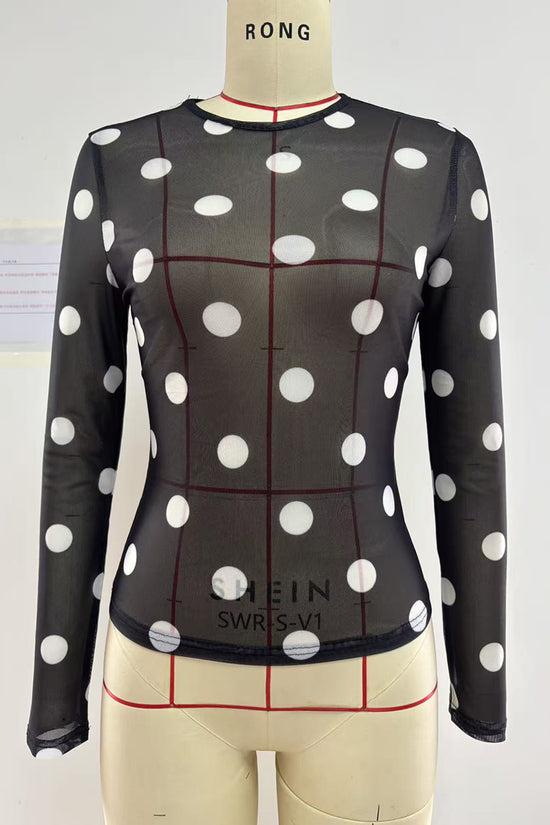 Polka Dot Sheer Long Sleeve Top