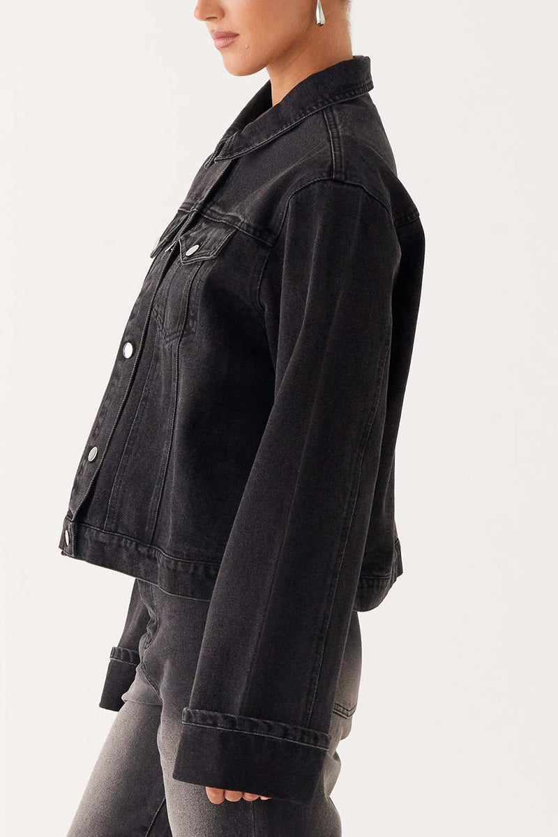 Classic Denim Jacket with Button-Down Front