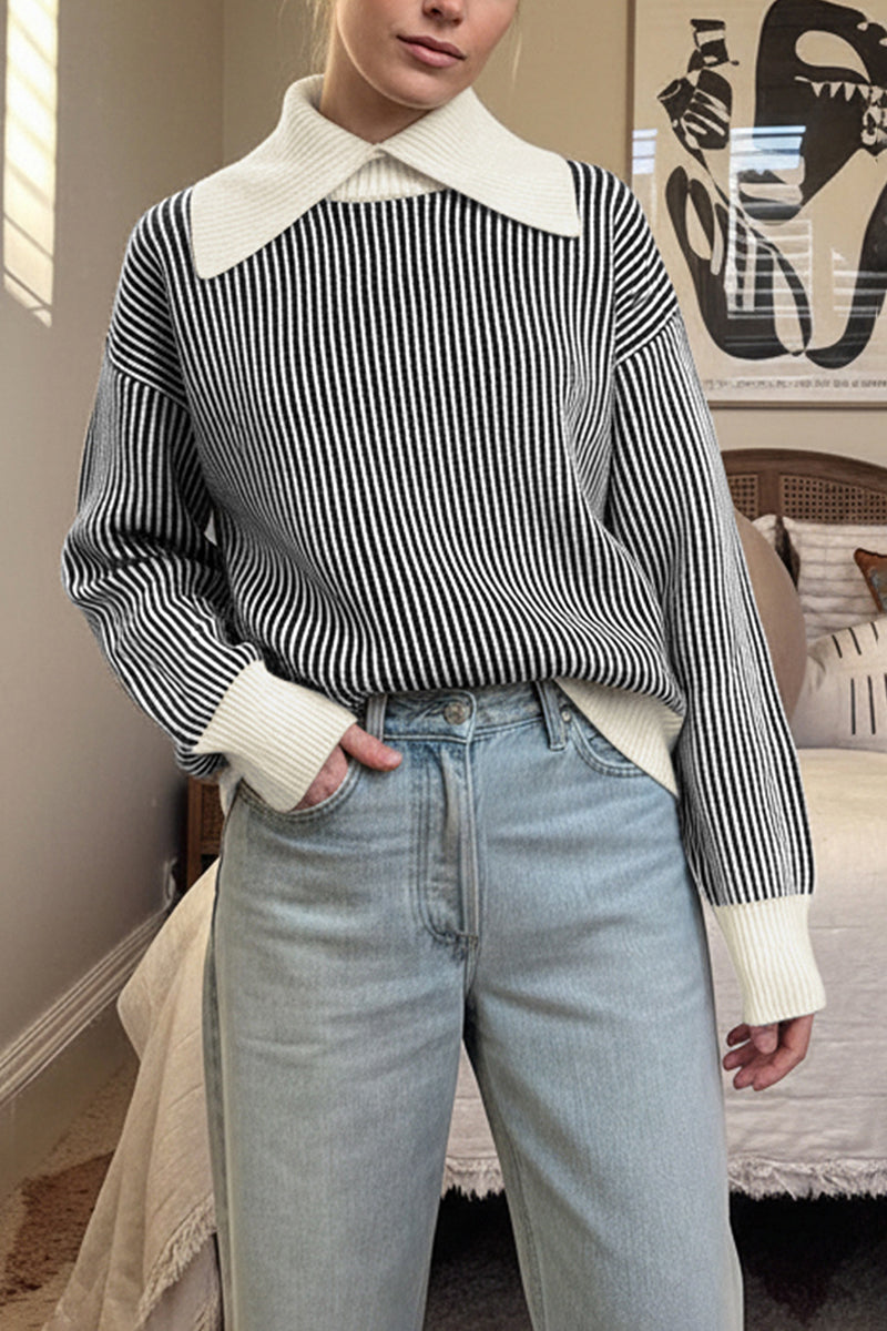 Striped Collared Sweater