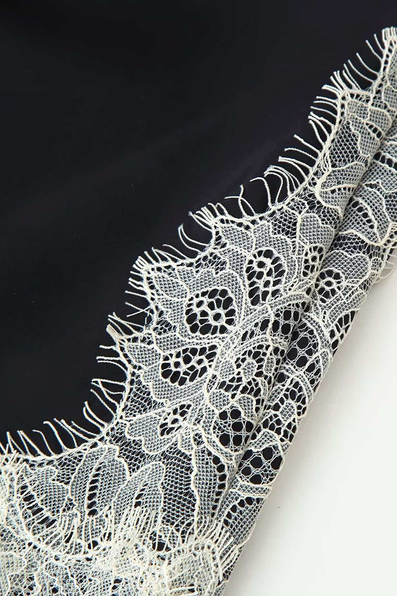Elegant Lace Trim Mini Dress