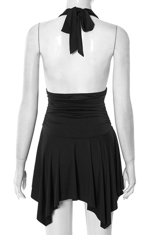 Halter Neck Ruched Casual Dress