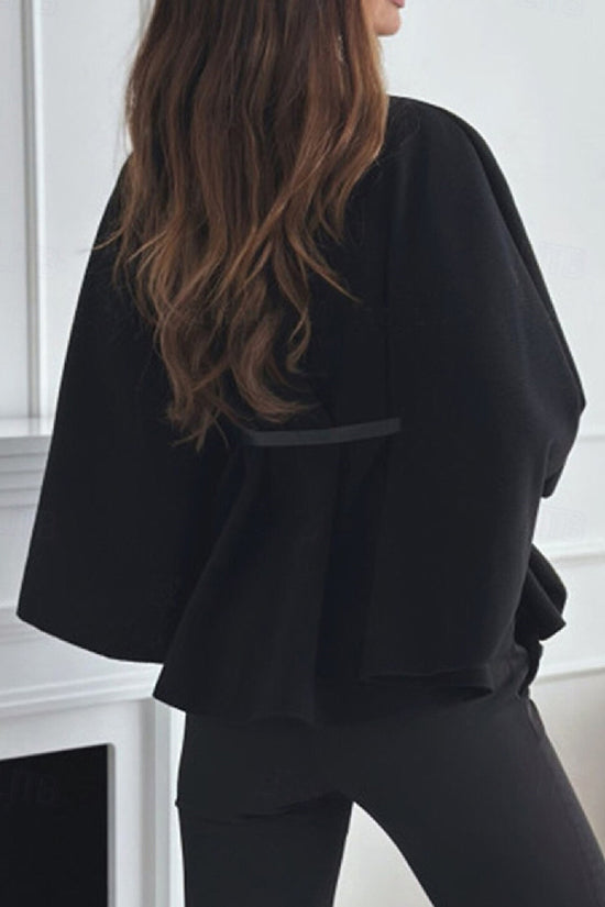 Elegant Belted Cape with Button Detail