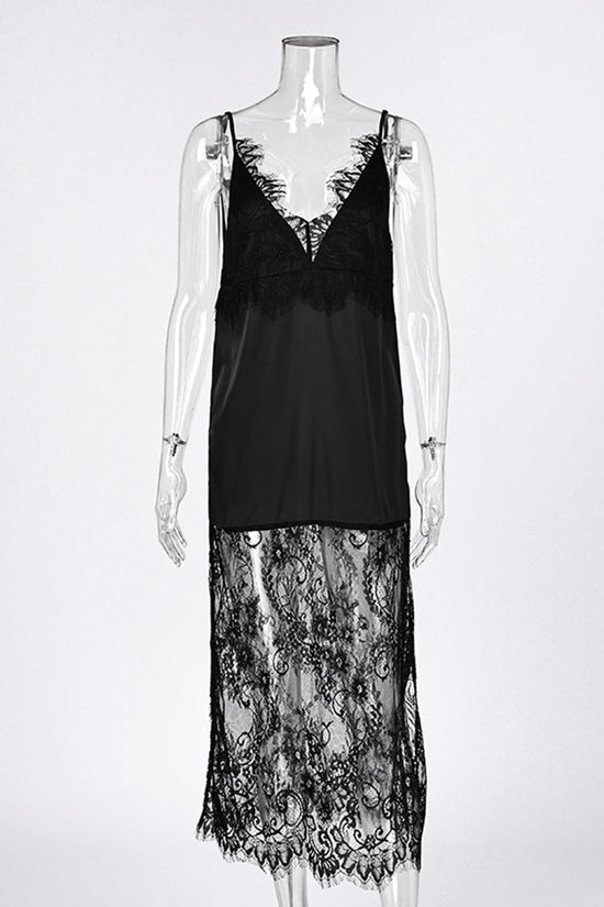 Sleeveless Lace V-Neck Casual Dress