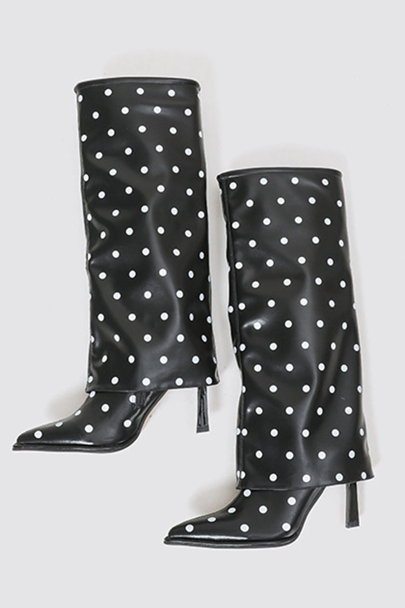 Polka Dot Knee-High Boots