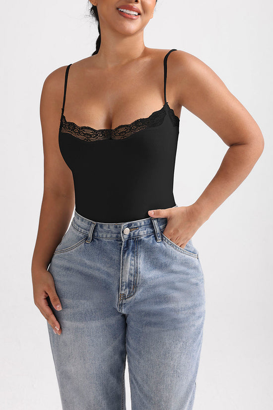 Elegant Lace-Trim Bodysuit