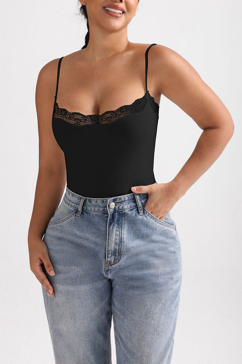 Elegant Lace-Trim Bodysuit