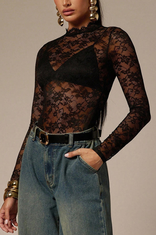 Elegant Lace Long Sleeve Bodysuit