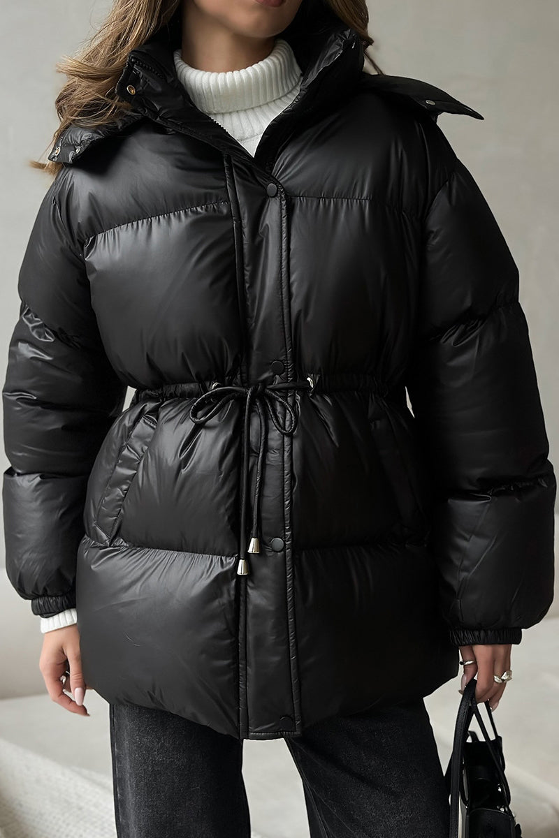 Sleek Belted Puffer Coat