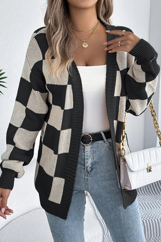 Checkered Chic Oversized Cardigan