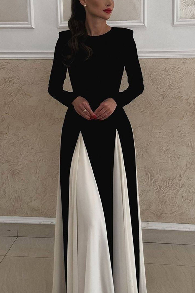 Elegant Long Sleeve A-Line Maxi Dress
