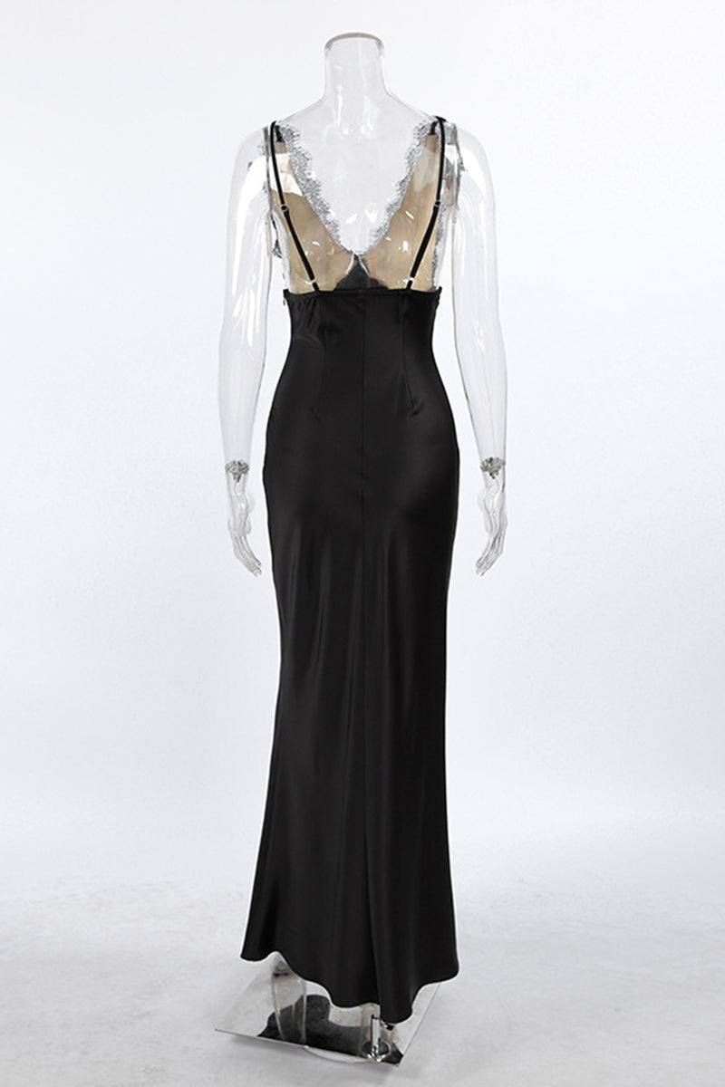 Elegant Sleeveless Lace Midi Dress