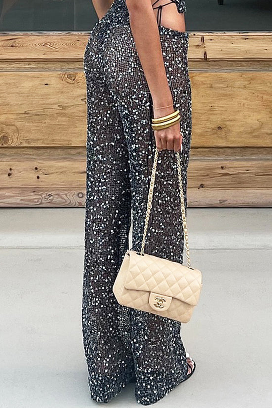 Sparkling Sequin Casual Pants