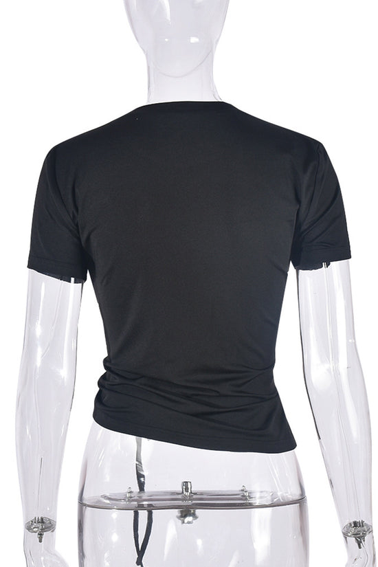Embellished Heart Ruched T-Shirt