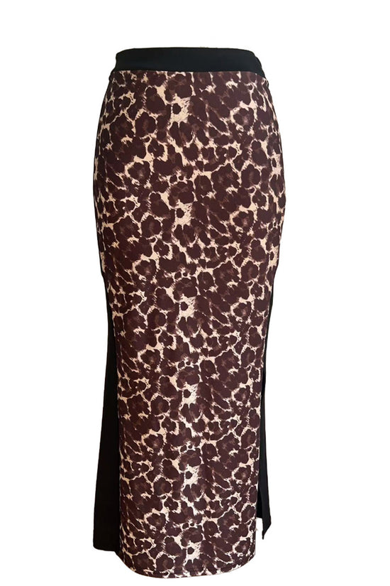 Fierce Leopard Midi Skirt with Side Slit