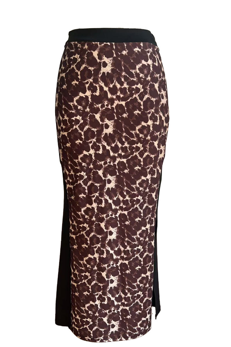 Fierce Leopard Midi Skirt with Side Slit