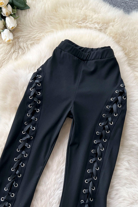 Lace-Up Flare Casual Pants