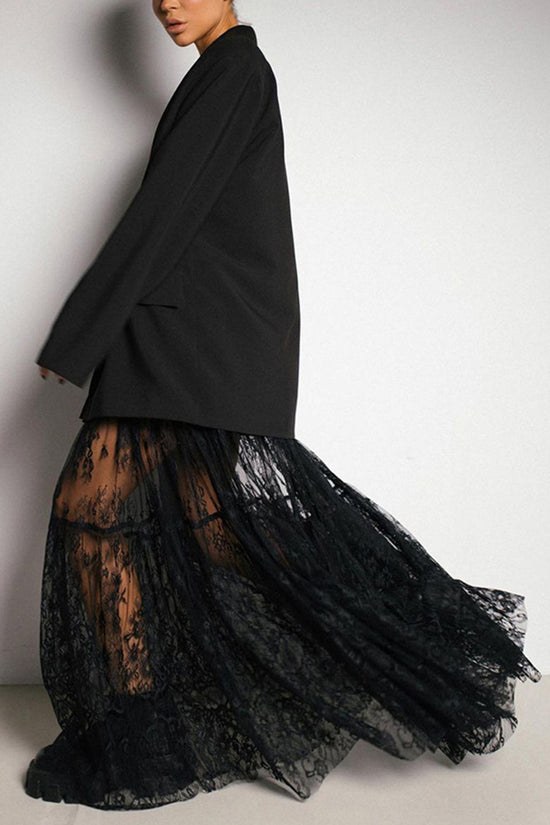 Elegant Lace Midi Skirt