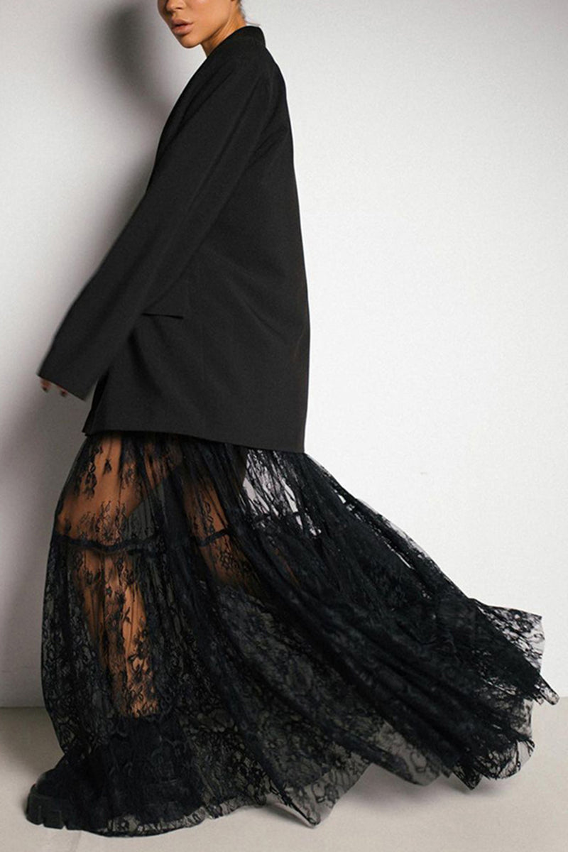 Elegant Lace Midi Skirt
