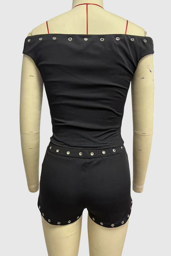 Off-Shoulder Studded Crop Top