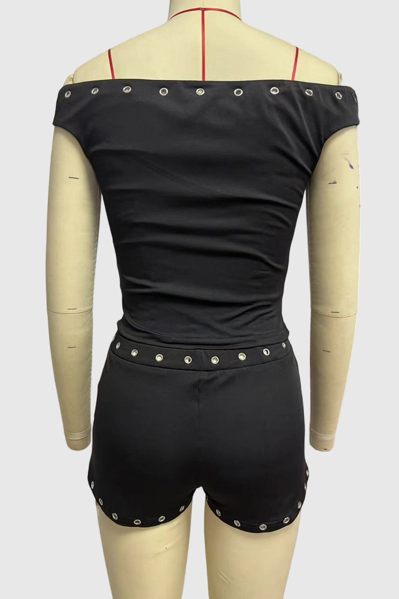 Off-Shoulder Studded Crop Top
