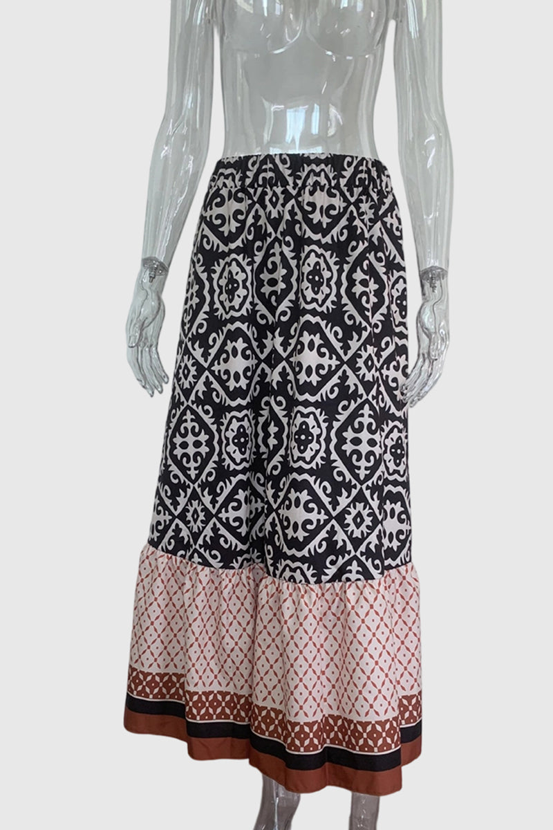 Geo Pattern Midi Skirt