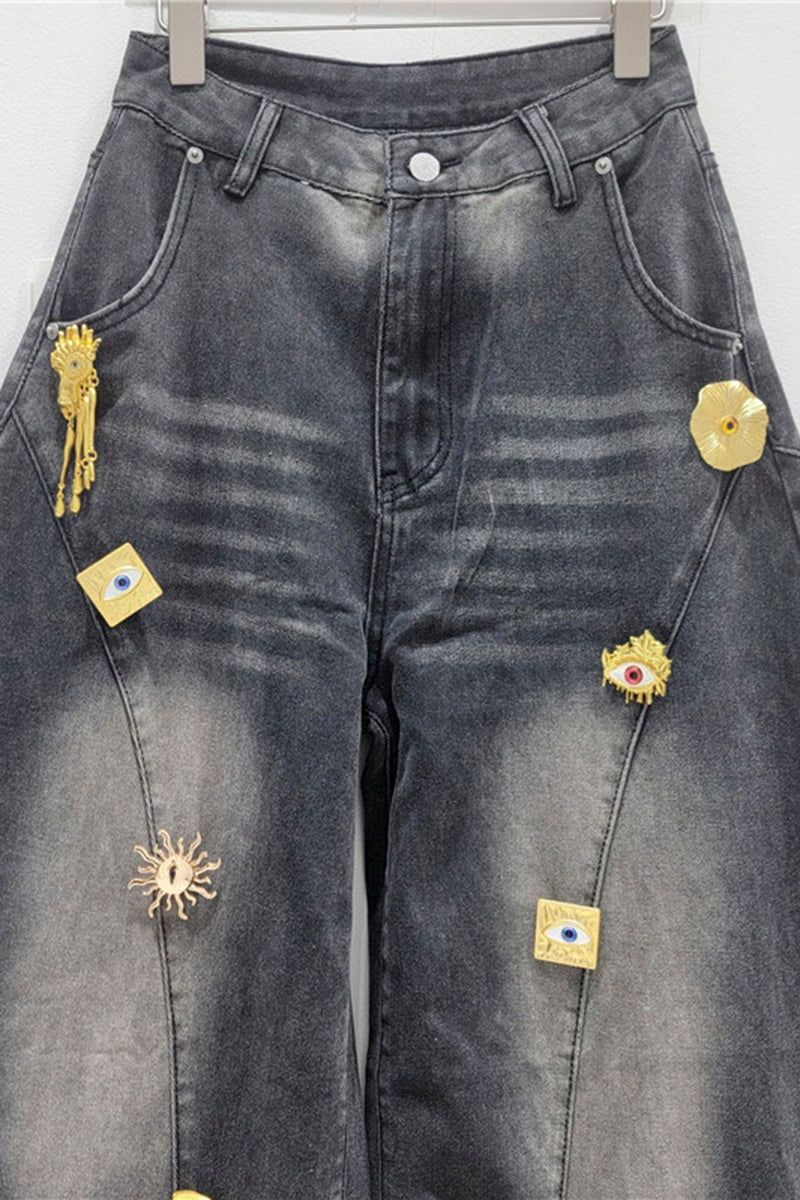 Embellished Barrel Jeans