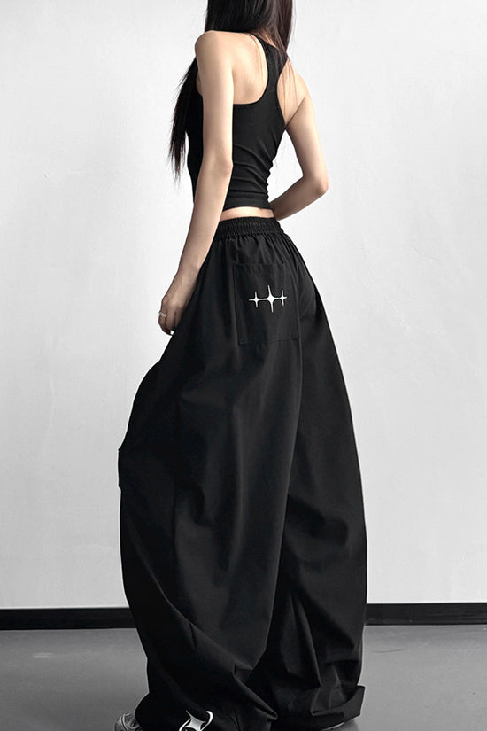Relaxed Fit Wide Leg Casual Pants