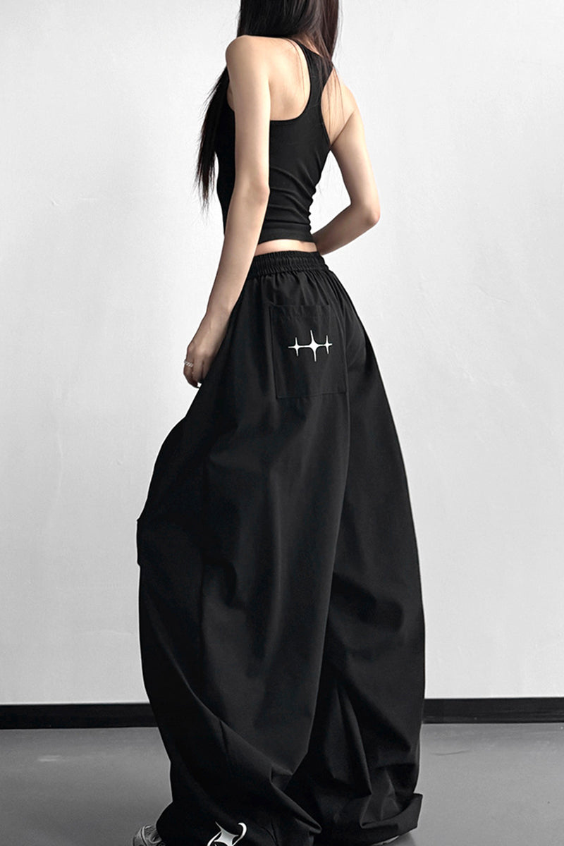 Relaxed Fit Wide Leg Casual Pants