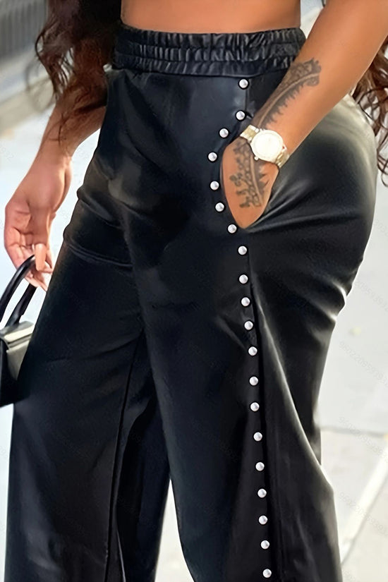 Utility Pocket Faux Leather Pants