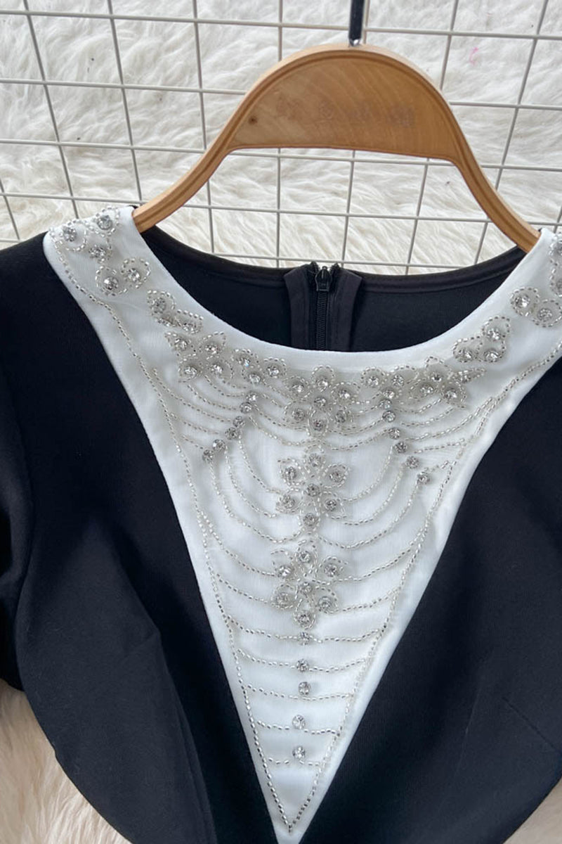 Elegant Peplum Long Sleeve Casual Dress