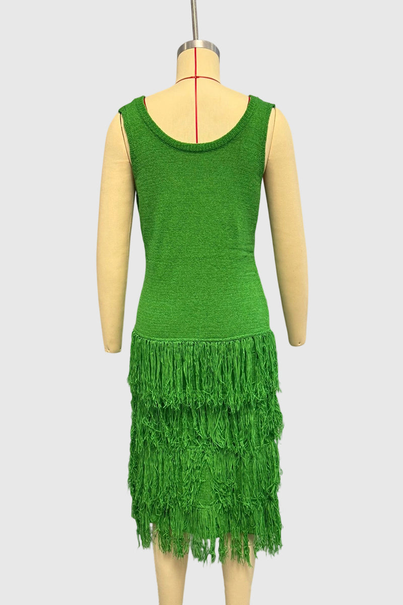 Fringe Sleeveless Midi Dress