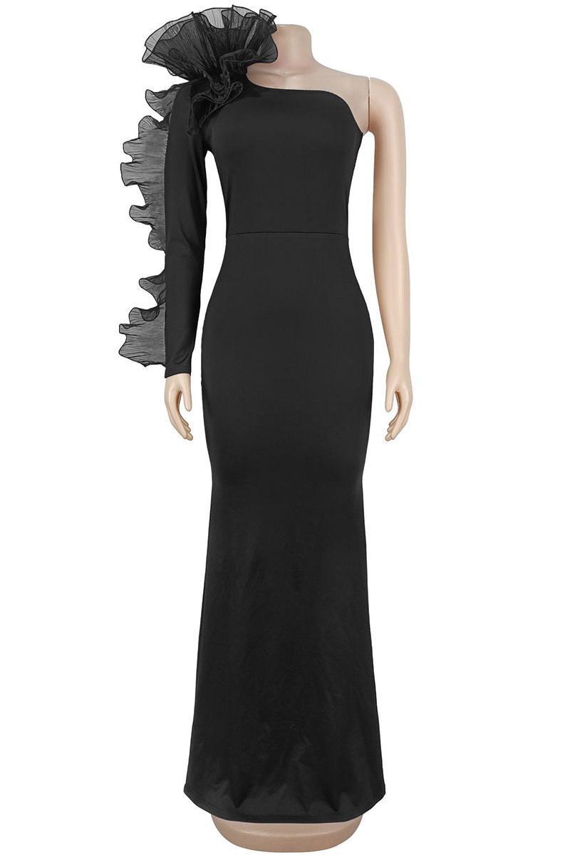 One-Shoulder Ruffle Maxi Dress