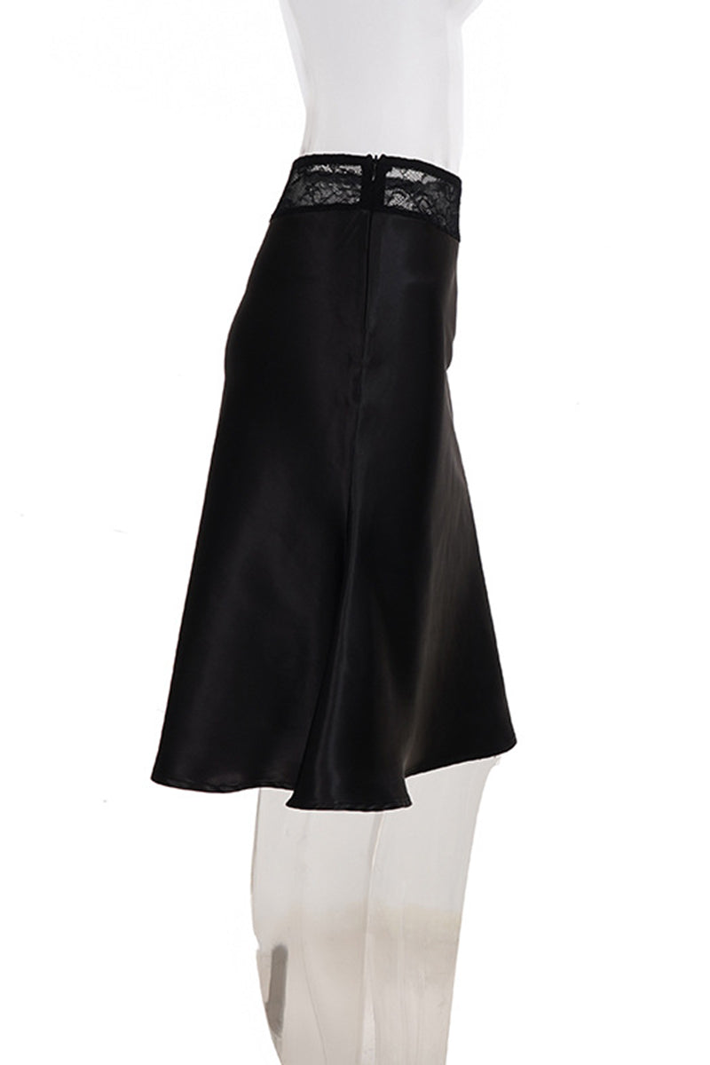 Lace Waist Midi Skirt