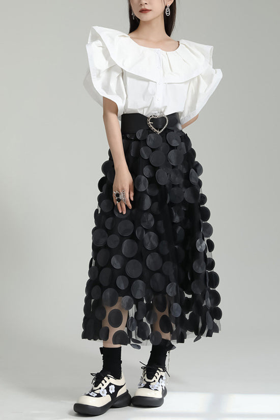 Textured Circle Pattern Midi Skirt