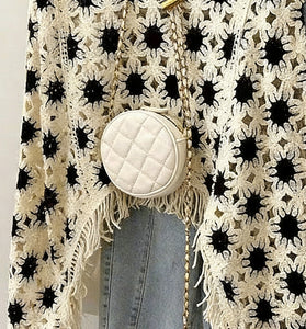 Lace Knit Fringe Cropped Top