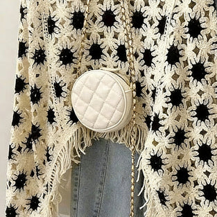 Lace Knit Fringe Cropped Top