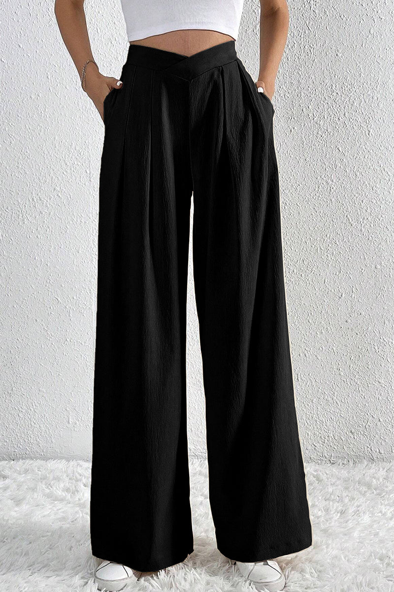 High Waist Wide Leg Casual Trousers